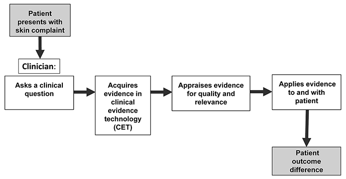 Flowchart of behavioral steps model based on the evidence-based medicine (EBM) paradigm